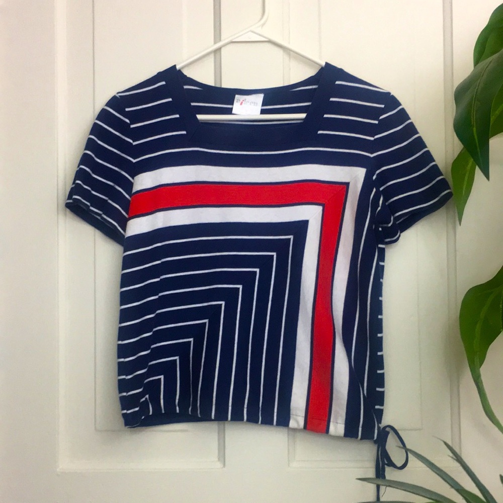 Aileen Vintage 90s Retro Stripe Knit Crop Top M